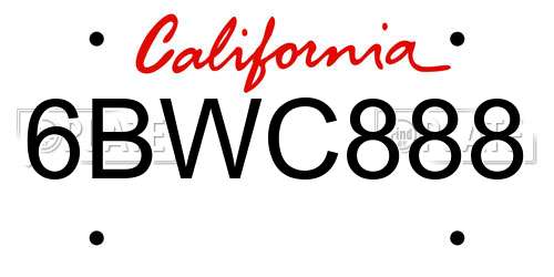 6BWC888 California License Plate