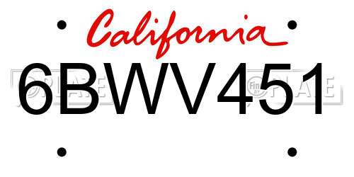 6BWV451 California License Plate