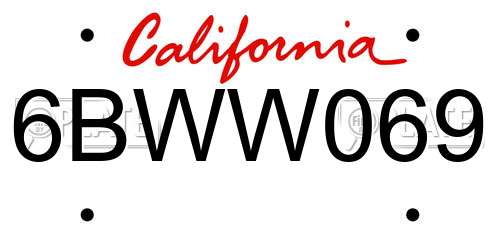 6BWW069 California License Plate
