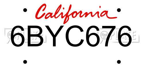 6BYC676 California License Plate