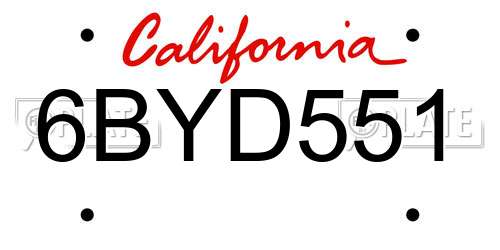 6BYD551 California License Plate