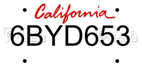 6BYD653 California License Plate