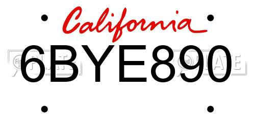 6BYE890 California License Plate