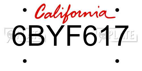 6BYF617 California License Plate