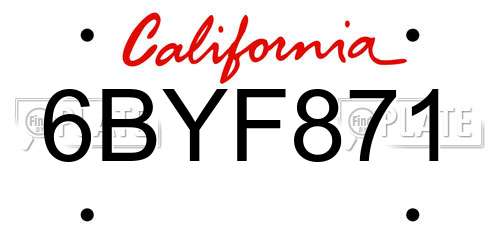 6BYF871 California License Plate