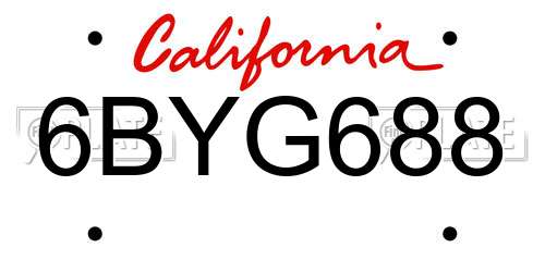 6BYG688 California License Plate