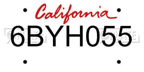 6BYH055 California License Plate