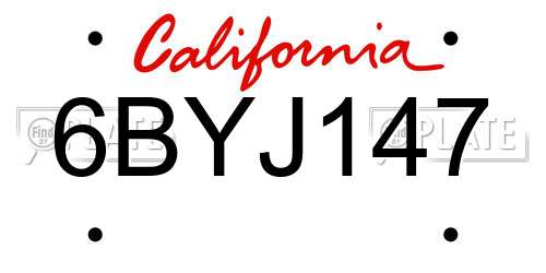 6BYJ147 California License Plate
