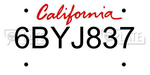 6BYJ837 California License Plate