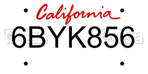 6BYK856 California License Plate