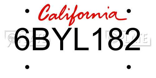 6BYL182 California License Plate