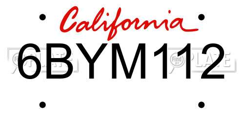 6BYM112 California License Plate