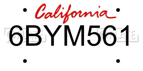 6BYM561 California License Plate