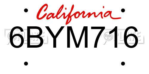 6BYM716 California License Plate