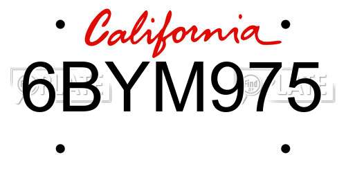 6BYM975 California License Plate