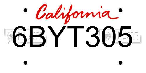 6BYT305 California License Plate