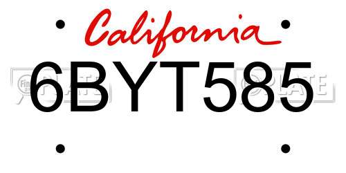 6BYT585 California License Plate