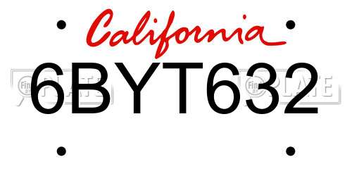 6BYT632 California License Plate