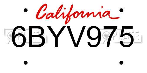 6BYV975 California License Plate