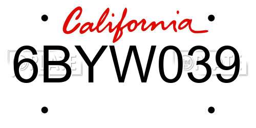 6BYW039 California License Plate
