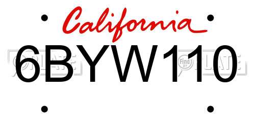 6BYW110 California License Plate