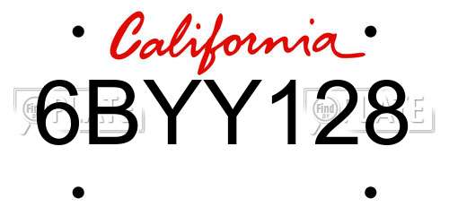 6BYY128 California License Plate
