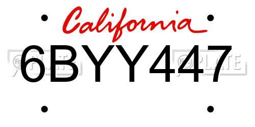 6BYY447 California License Plate