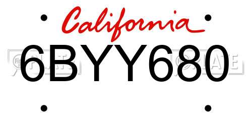 6BYY680 California License Plate