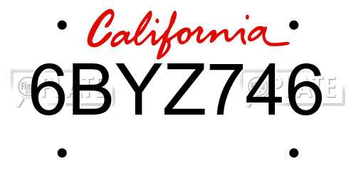 6BYZ746 California License Plate
