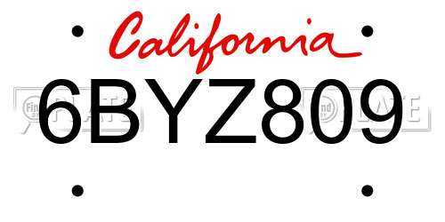 6BYZ809 California License Plate
