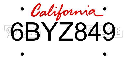 6BYZ849 California License Plate