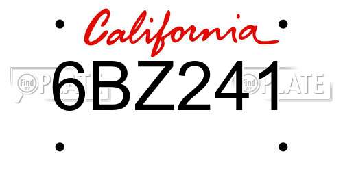 6BZ241 California License Plate