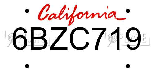 6BZC719 California License Plate