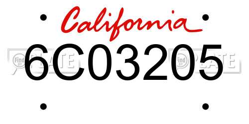 6C03205 California License Plate