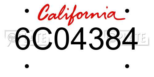 6C04384 California License Plate