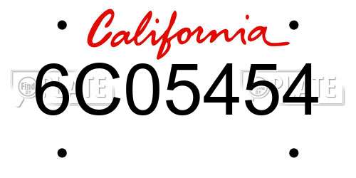 6C05454 California License Plate
