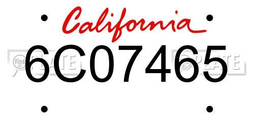 6C07465 California License Plate