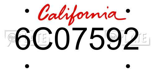 6C07592 California License Plate