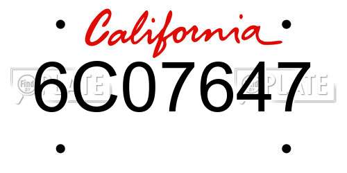 6C07647 California License Plate
