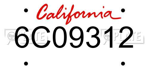 6C09312 California License Plate