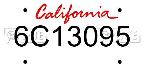 6C13095 California License Plate