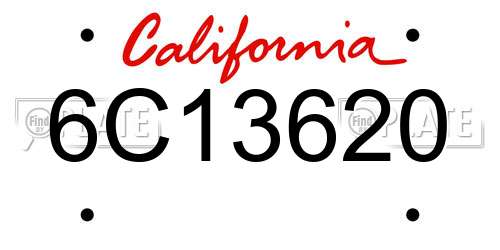 6C13620 California License Plate