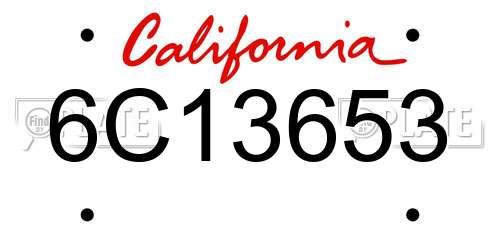 6C13653 California License Plate