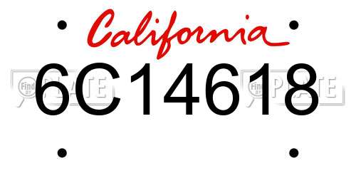 6C14618 California License Plate