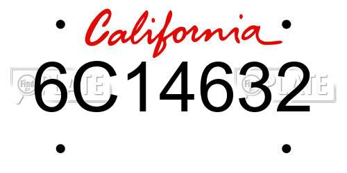 6C14632 California License Plate