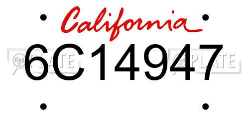 6C14947 California License Plate