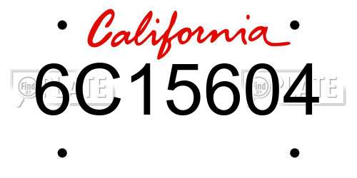 6C15604 California License Plate