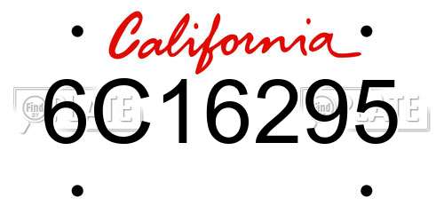 6C16295 California License Plate