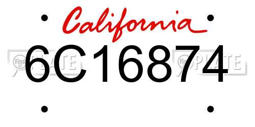 6C16874 California License Plate