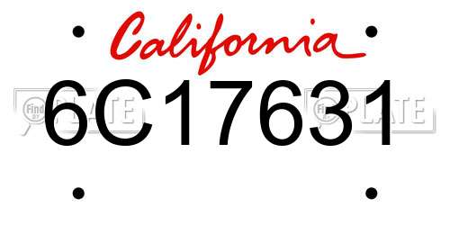 6C17631 California License Plate